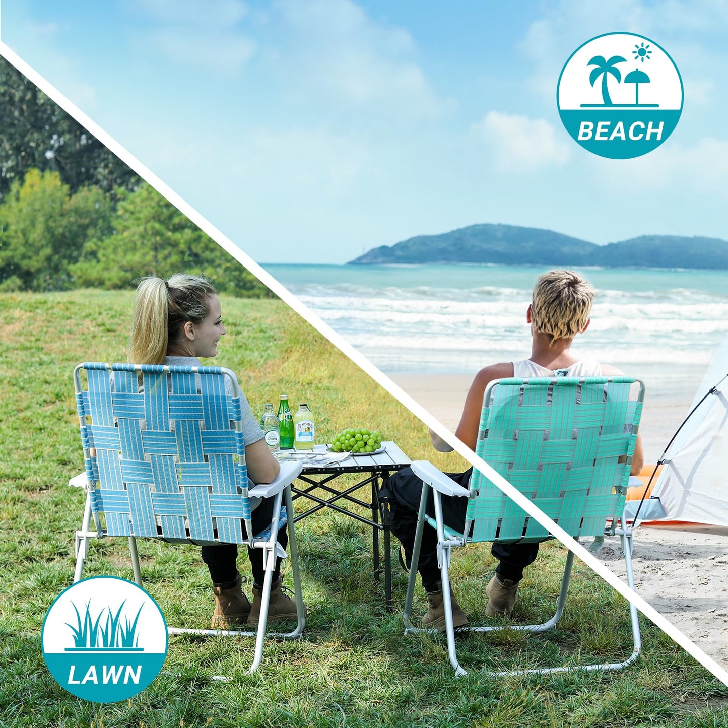 WEJOY 2 Pack Portable Folding Webbed Lawn Beach Chair