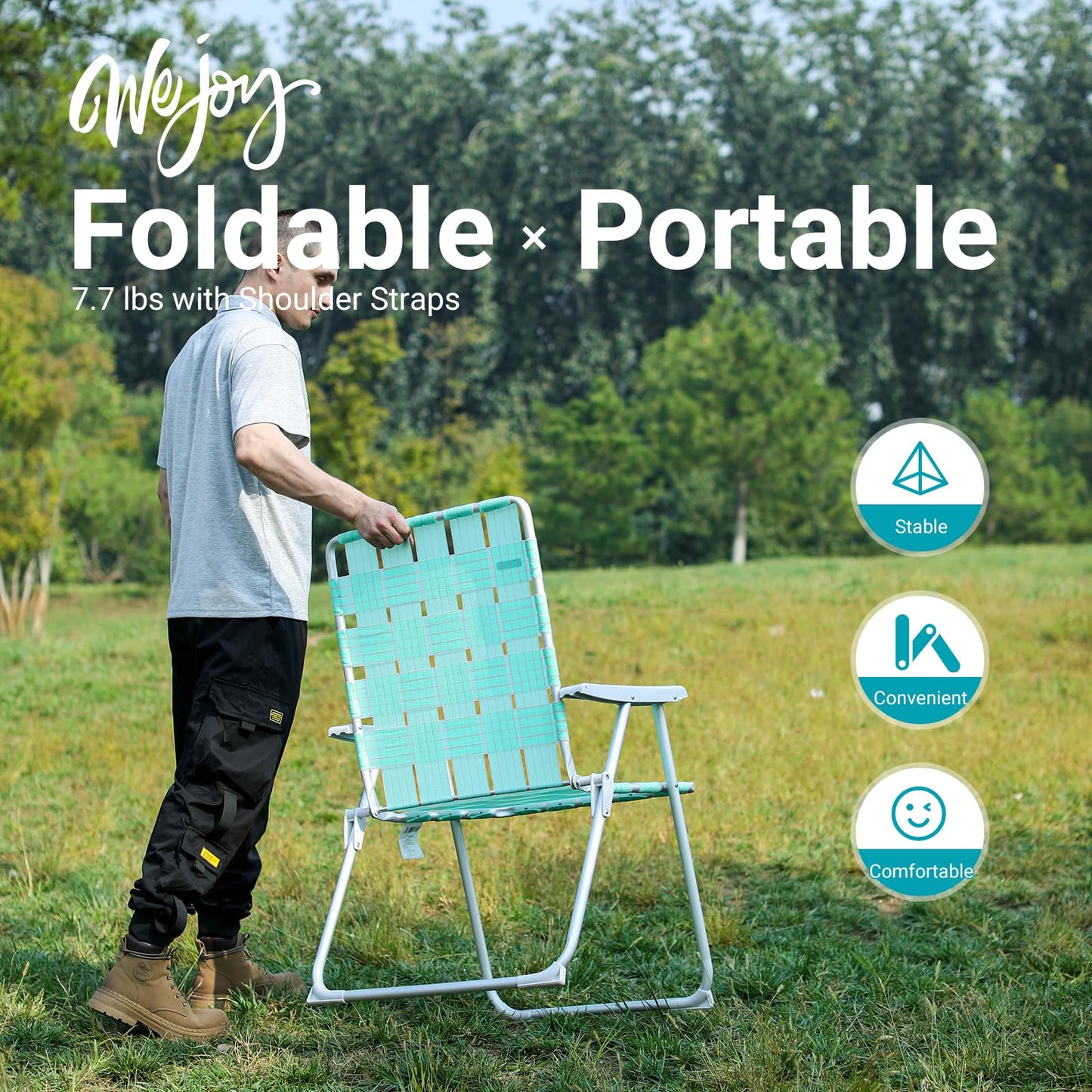 WEJOY 2 Pack Portable Folding Webbed Lawn Beach Chair