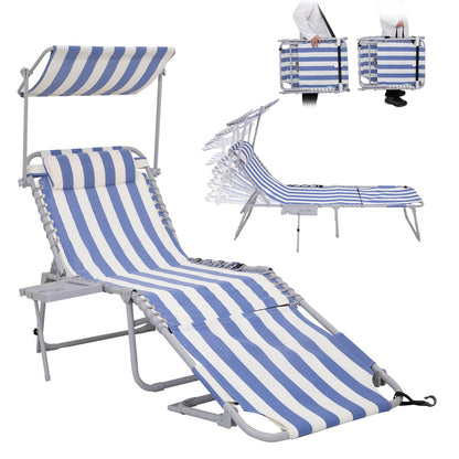 WEJOY Teslin Beach Lounge Chair Plus with Umbrella & Face Hole