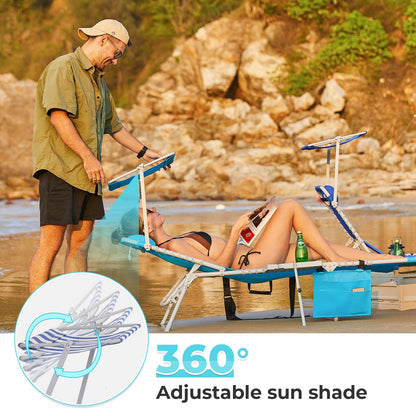 WEJOY Teslin Beach Lounge Chair Plus with Umbrella & Face Hole