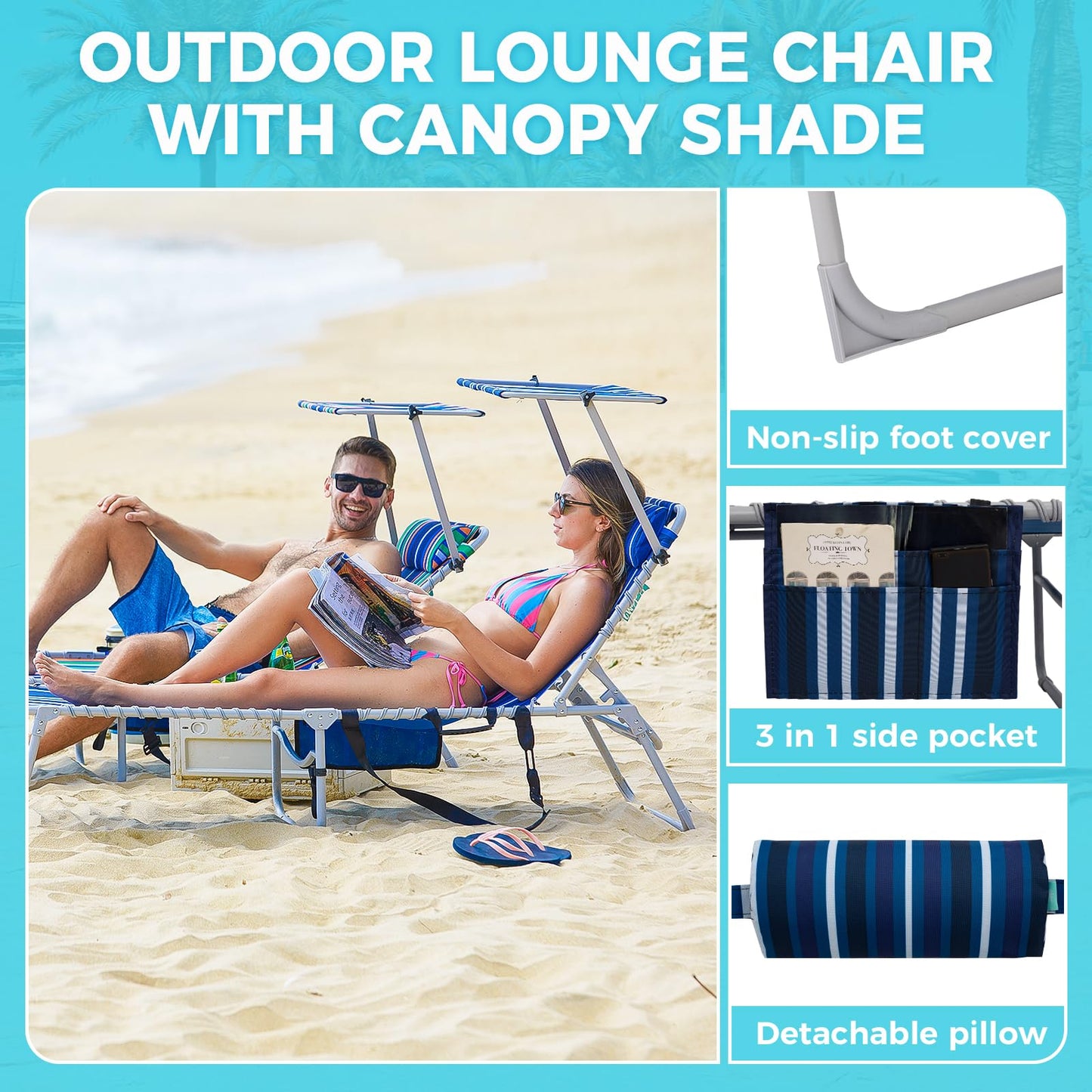 WEJOY Beach Lounge Chair with Umbrella