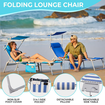 WEJOY Teslin Beach Lounge Chair Plus with Umbrella & Face Hole