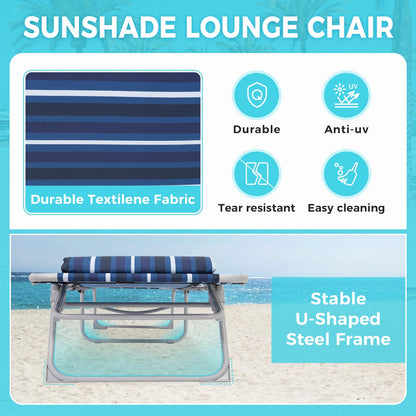 WEJOY Classic Portable Lounge Chair with Canopy Sun Shade