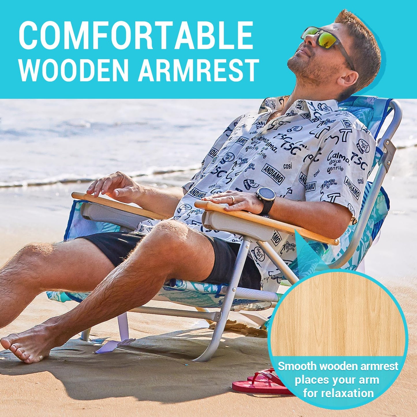 WEJOY Portable Beach Chair with 4 Positions Aluminum Camping Chair