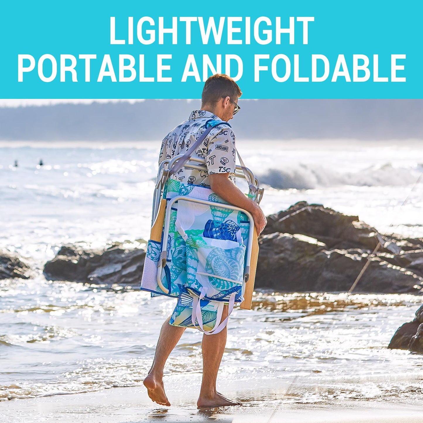WEJOY Portable Beach Chair with 4 Positions Aluminum Camping Chair
