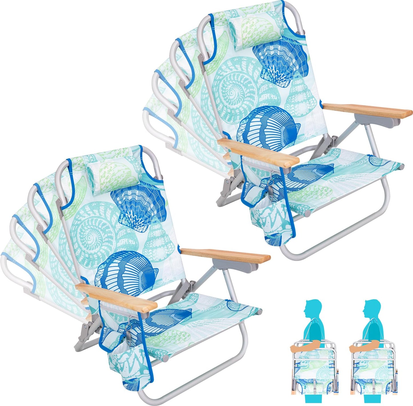 WEJOY Portable Beach Chair with 4 Positions Aluminum Camping Chair