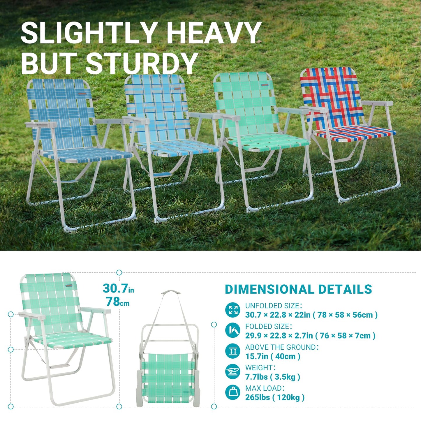 WEJOY Outdoor Folding Webbed Lawn Beach Chair