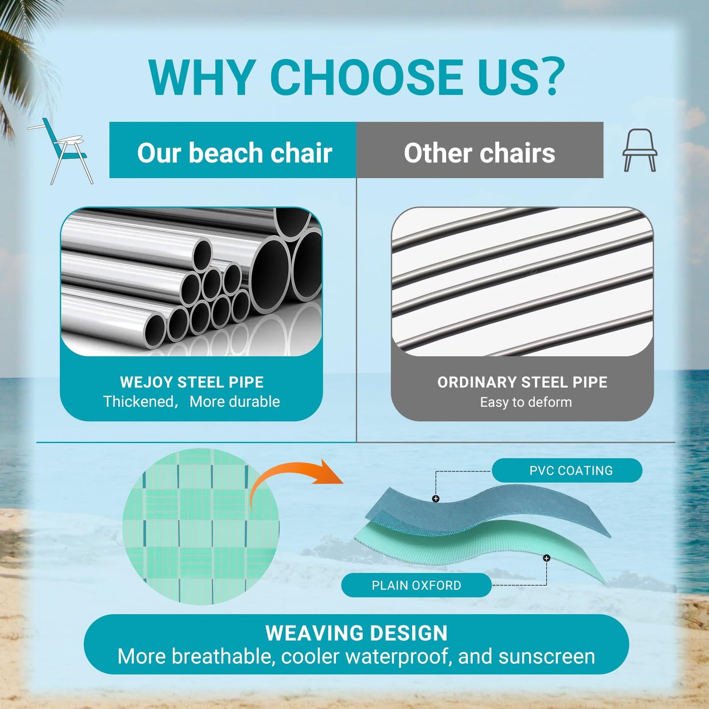 WEJOY Outdoor Folding Webbed Lawn Beach Chair