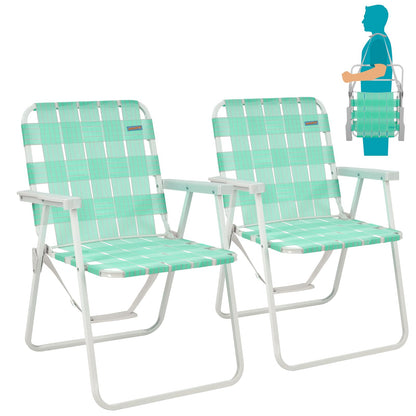 WEJOY 2 Pack Portable Folding Webbed Lawn Beach Chair