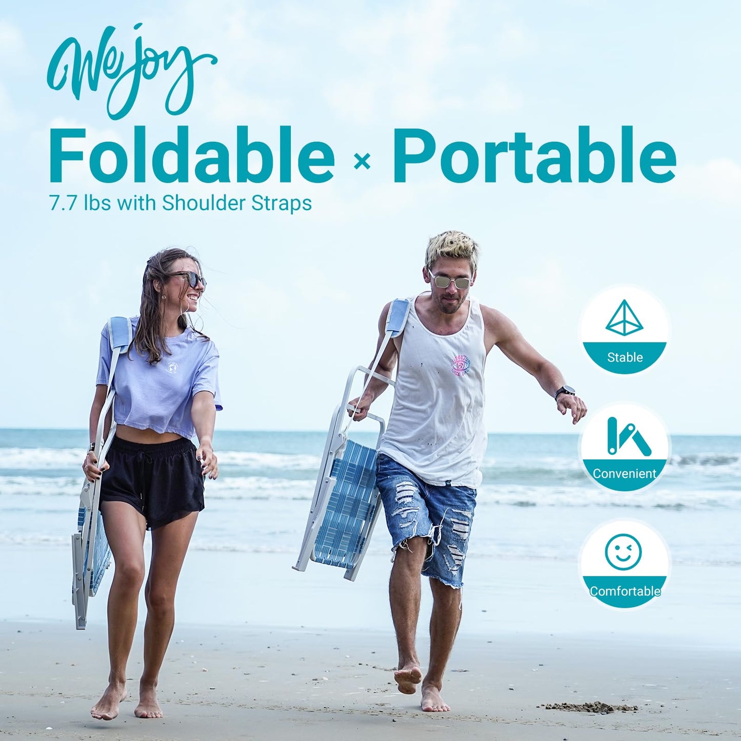 WEJOY 2 Pack Portable Folding Webbed Lawn Beach Chair