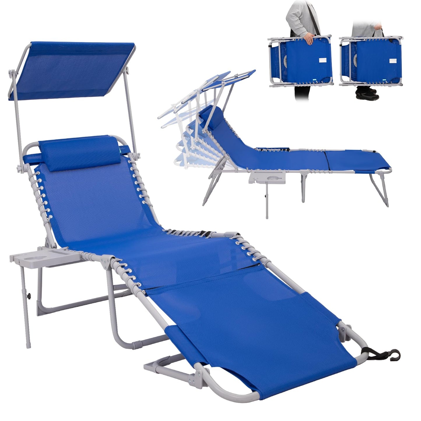 WEJOY Teslin Beach Lounge Chair Plus with Umbrella & Face Hole
