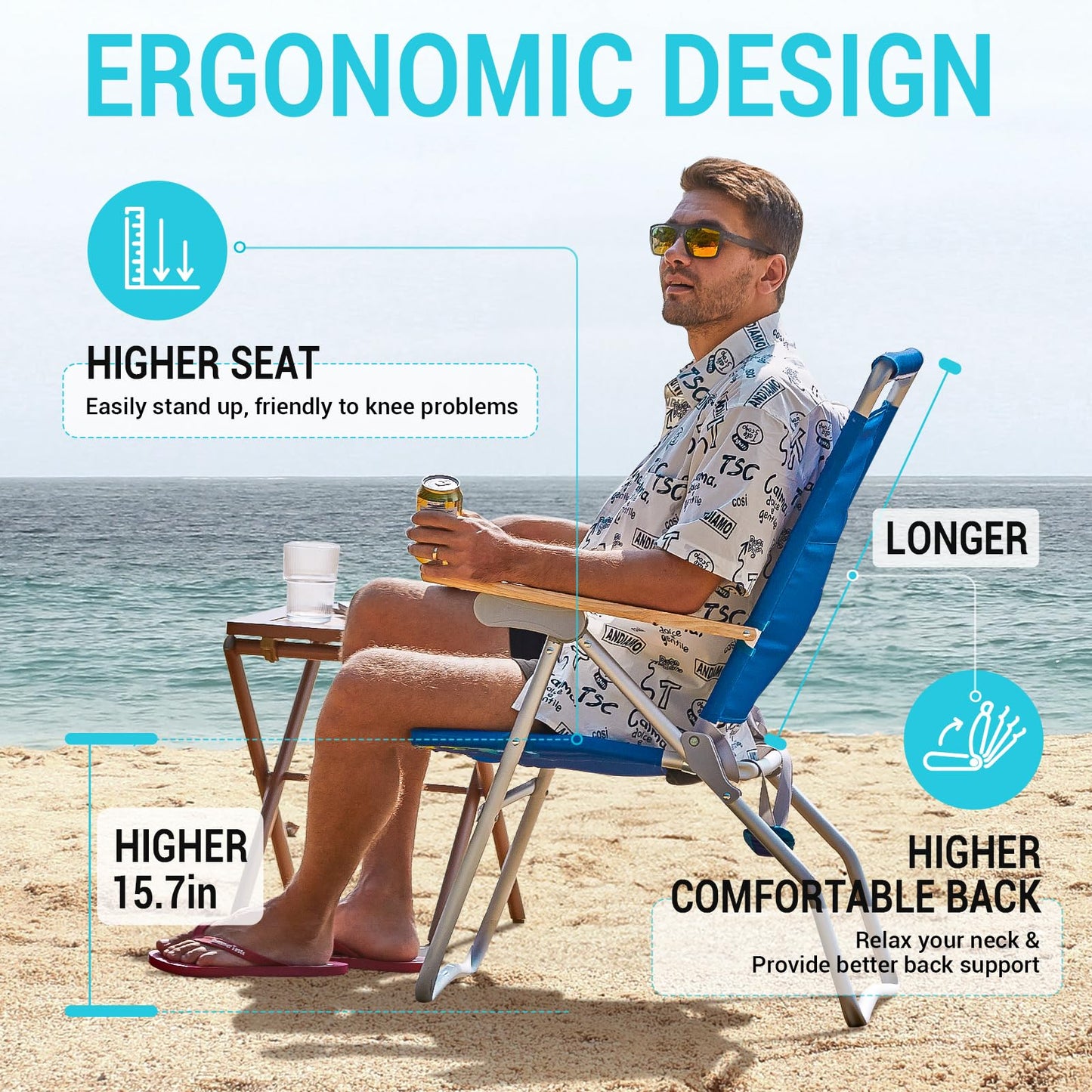WEJOY Premium High Back Beach Chair Aluminum Camping Chair