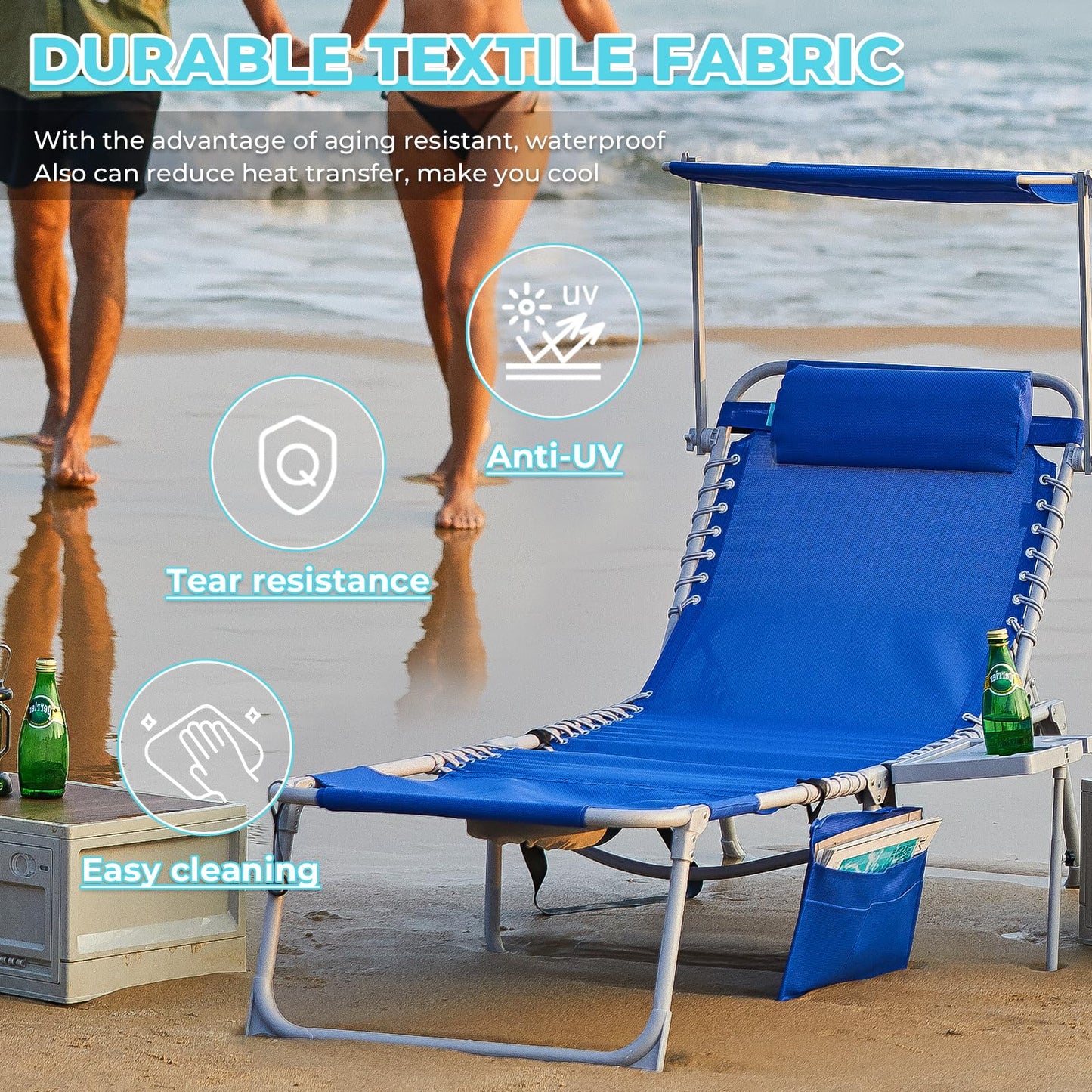 WEJOY Teslin Beach Lounge Chair Plus with Umbrella & Face Hole