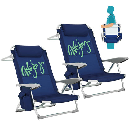 WEJOY Adjustable 4 Position Reclining Low Seat Folding Beach Chair