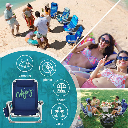 WEJOY Adjustable 4 Position Reclining Low Seat Folding Beach Chair