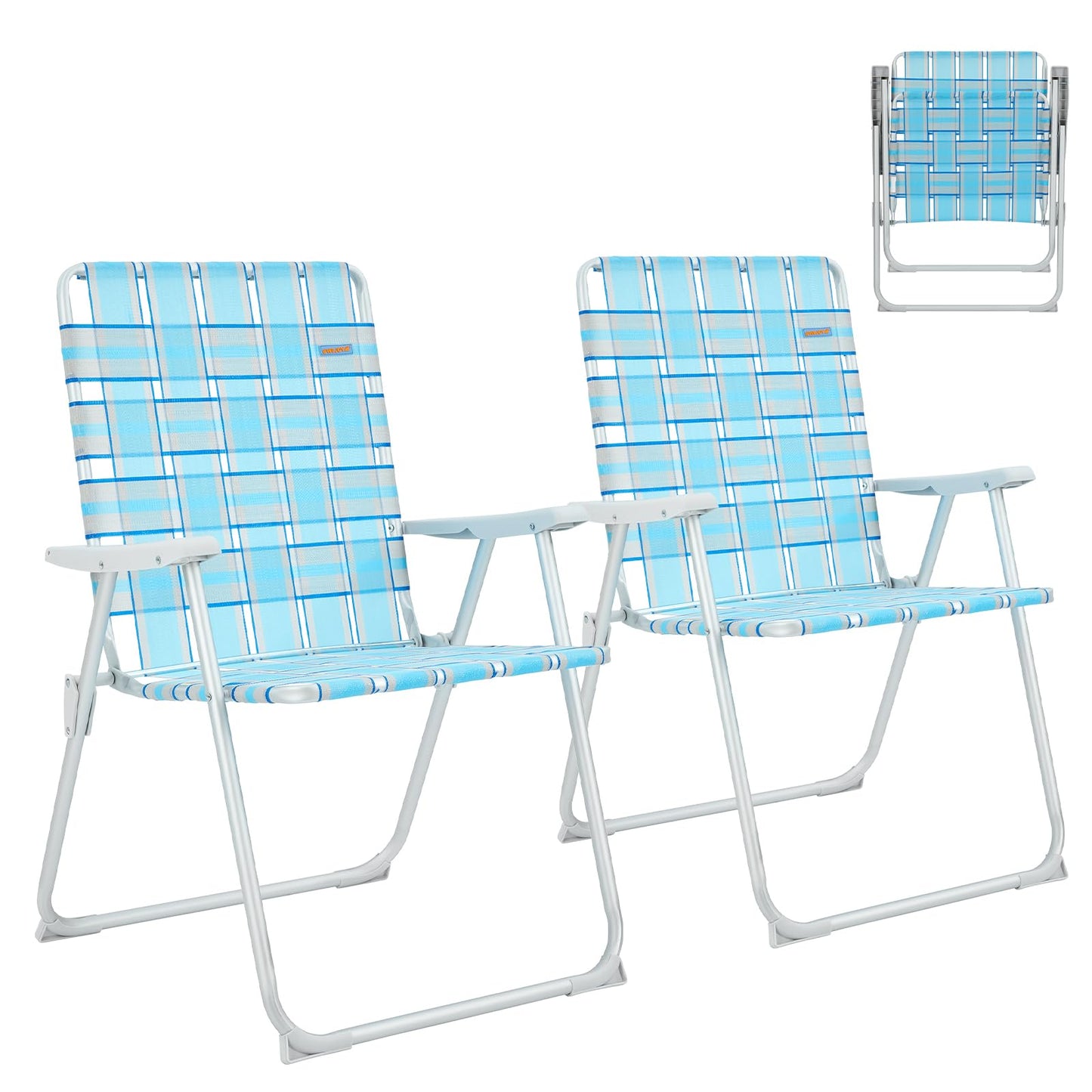 WEJOY 2 Pack Portable Folding Webbed Lawn Beach Chair