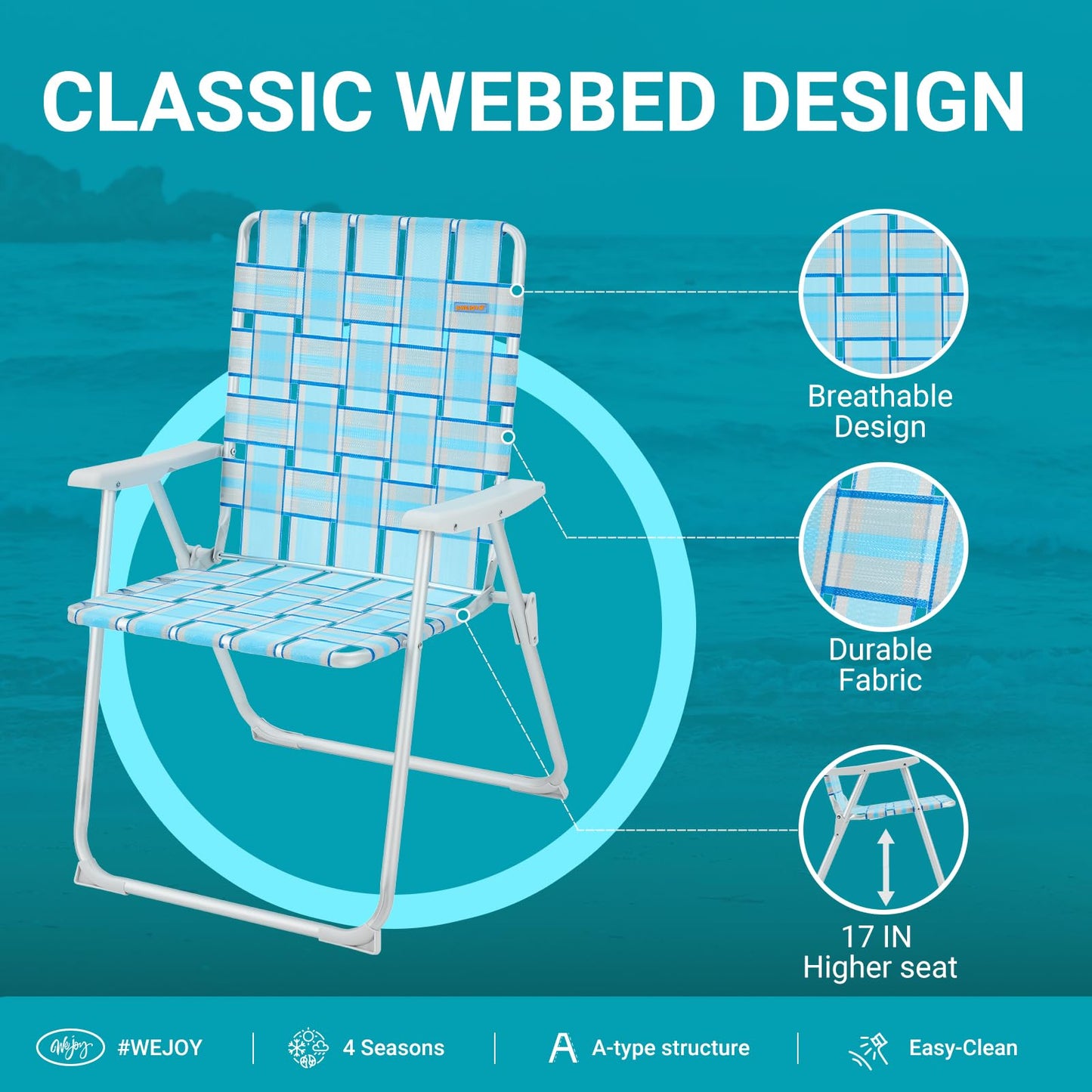 WEJOY 2 Pack Portable Folding Webbed Lawn Beach Chair