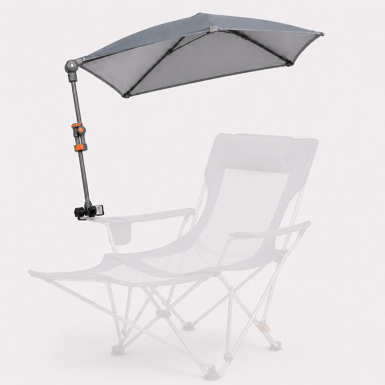 HoverShade Clip-On Umbrella for Beach Chairs, UPF 50+ Adjustable Chair Shade with Clamp, 360° Rotating Canopy & Carry Bag