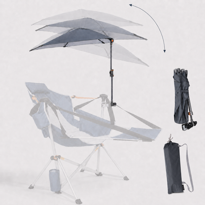 HoverShade Clip-On Umbrella for Beach Chairs, UPF 50+ Adjustable Chair Shade with Clamp, 360° Rotating Canopy & Carry Bag