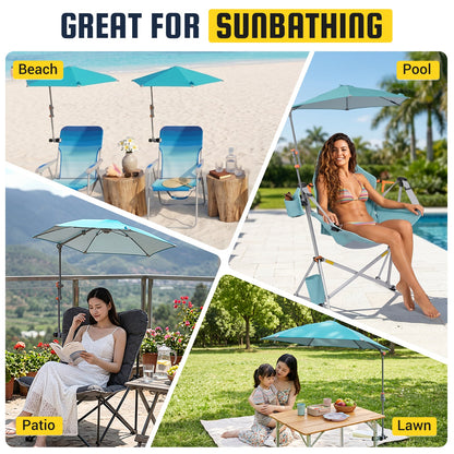 HoverShade Clip-On Umbrella for Beach Chairs, UPF 50+ Adjustable Chair Shade with Clamp, 360° Rotating Canopy & Carry Bag
