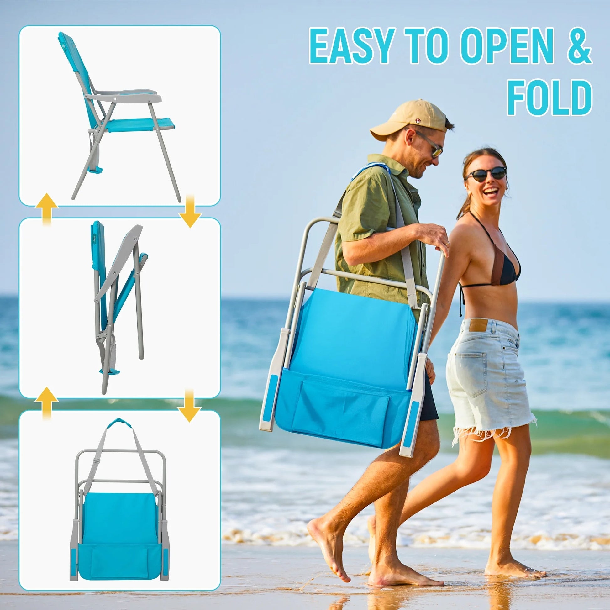 WEJOY Folding Beach Chair For Adults, Lightweight Beach Chair With Shoulder Straps High Back Beach Chairs With Hard Armrest Supports 300lbs For Bea WEJOY Folding Beach Chair For Adults, Lightweight Beach Chair With Shoulder Straps High Back Beach Chairs With Hard Armrest Supports 300lbs For Bea