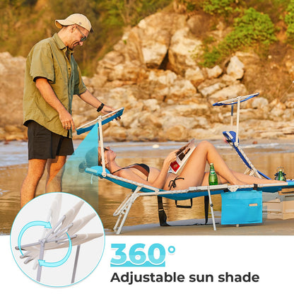 WEJOY Teslin Beach Lounge Chair Plus with Umbrella & Face Hole