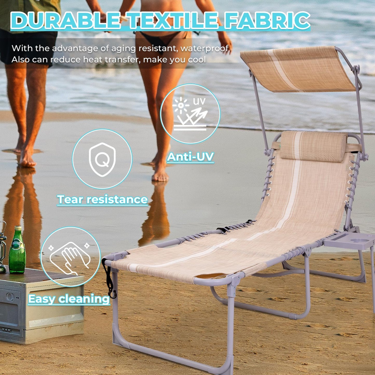 WEJOY Teslin Beach Lounge Chair Plus with Umbrella & Face Hole