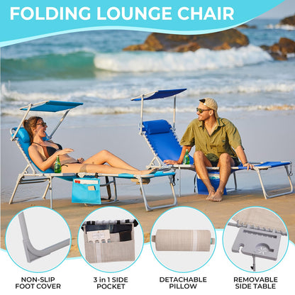 WEJOY Teslin Beach Lounge Chair Plus with Umbrella & Face Hole