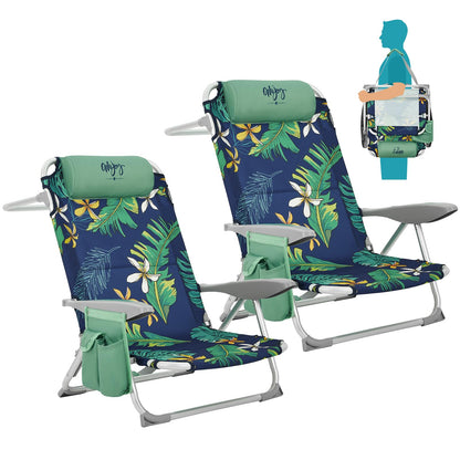 WEJOY Adjustable 4 Position Reclining Low Seat Folding Beach Chair