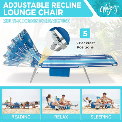 WEJOY Premium 5-Position Adjustable Chaise Lounge Multi Function for Daily Use