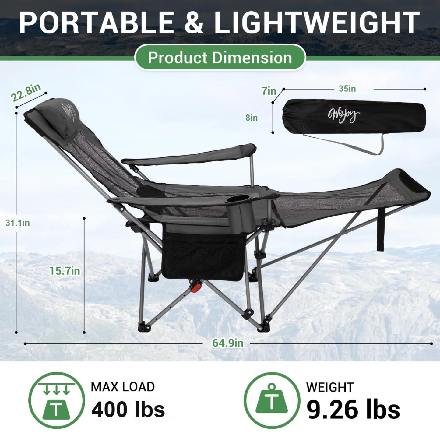 WEJOY 4-Position Reclining Camp Chair