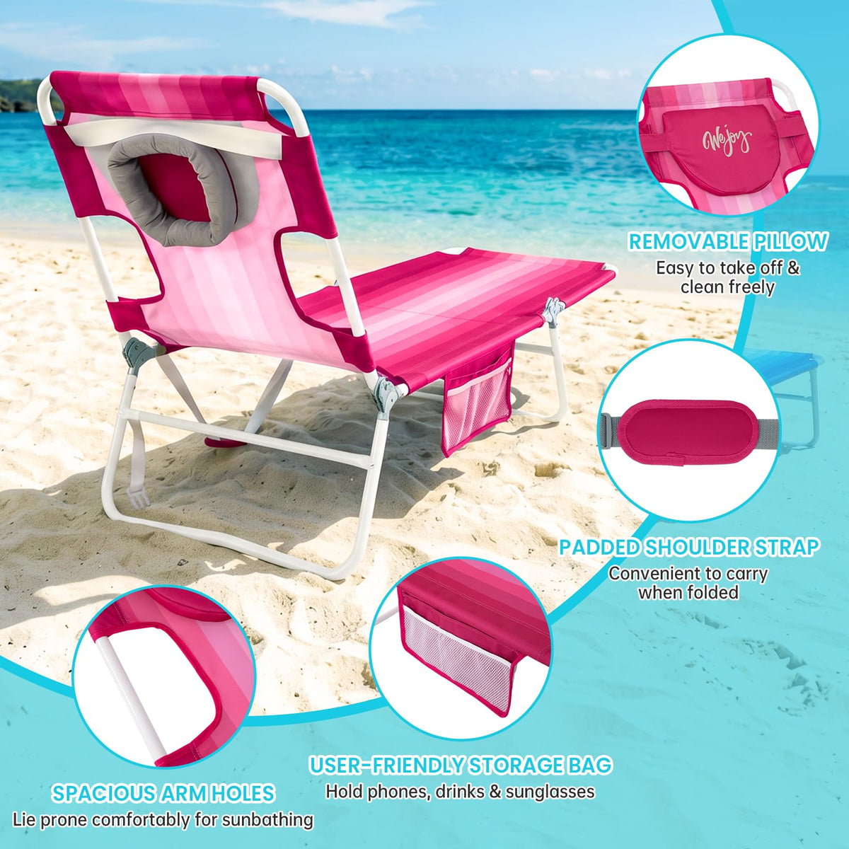 WEJOY Premium 5-Position Adjustable Chaise Lounge