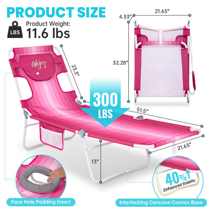 WEJOY Premium 5-Position Adjustable Chaise Lounge