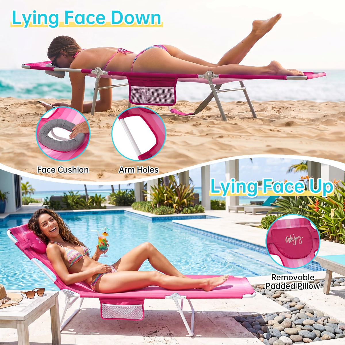 WEJOY Premium 5-Position Adjustable Chaise Lounge