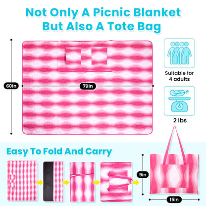 WEJOY Waterproof Picnic Blanket â€?Sandproof Beach Mat Breathable TOTE  bag