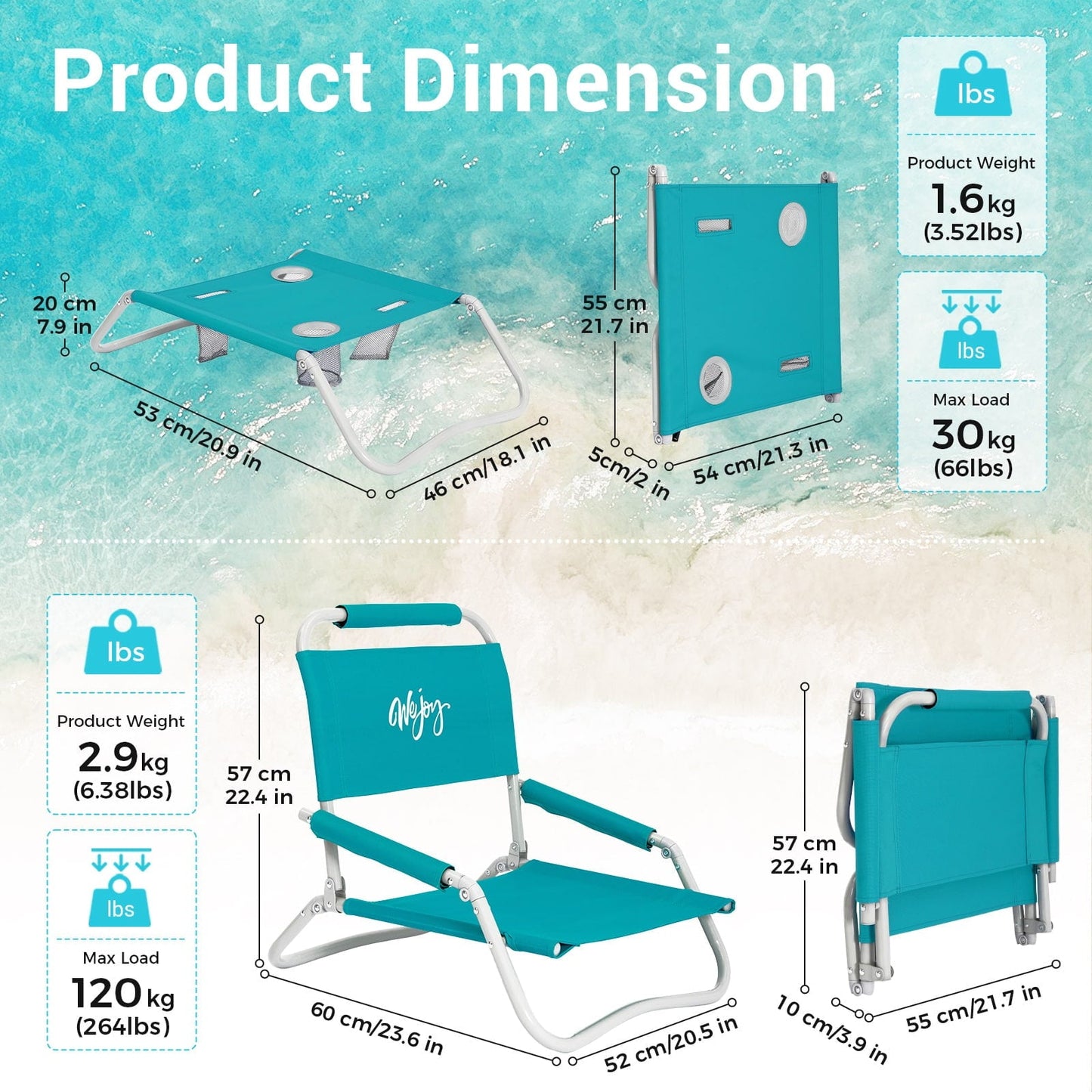WEJOY Fully Folding Table and Chair Set