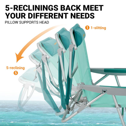 WEJOY Adjustable 5-Position Reclining Beach Chair