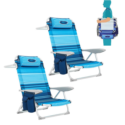 WEJOY Adjustable 4 Position Reclining Low Seat Folding Beach Chair