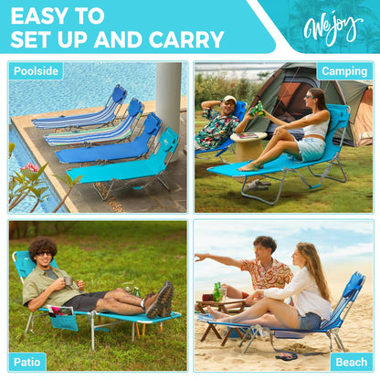 WEJOY Premium 5-Position Adjustable Chaise Lounge Easy to Set Up And Carry