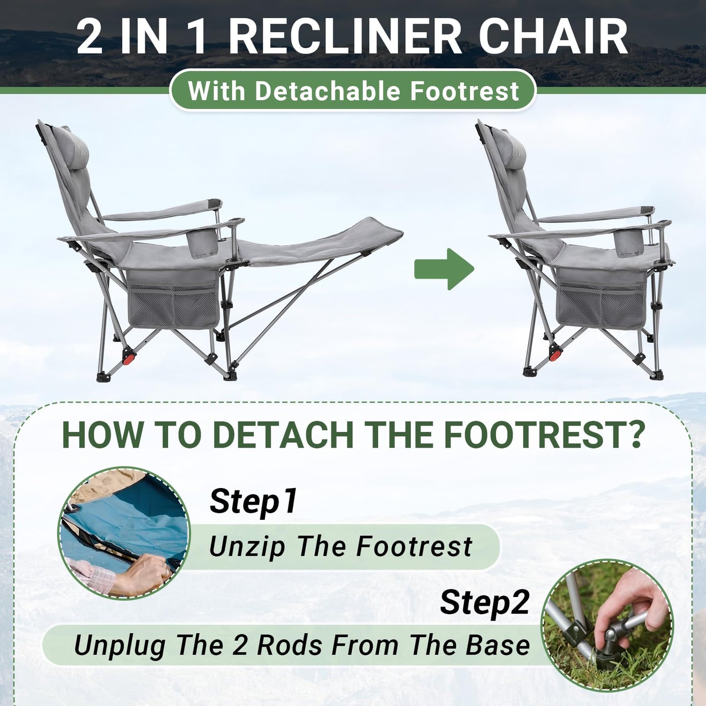 WEJOY Lightweight Foldable Stretch Lounge Chair