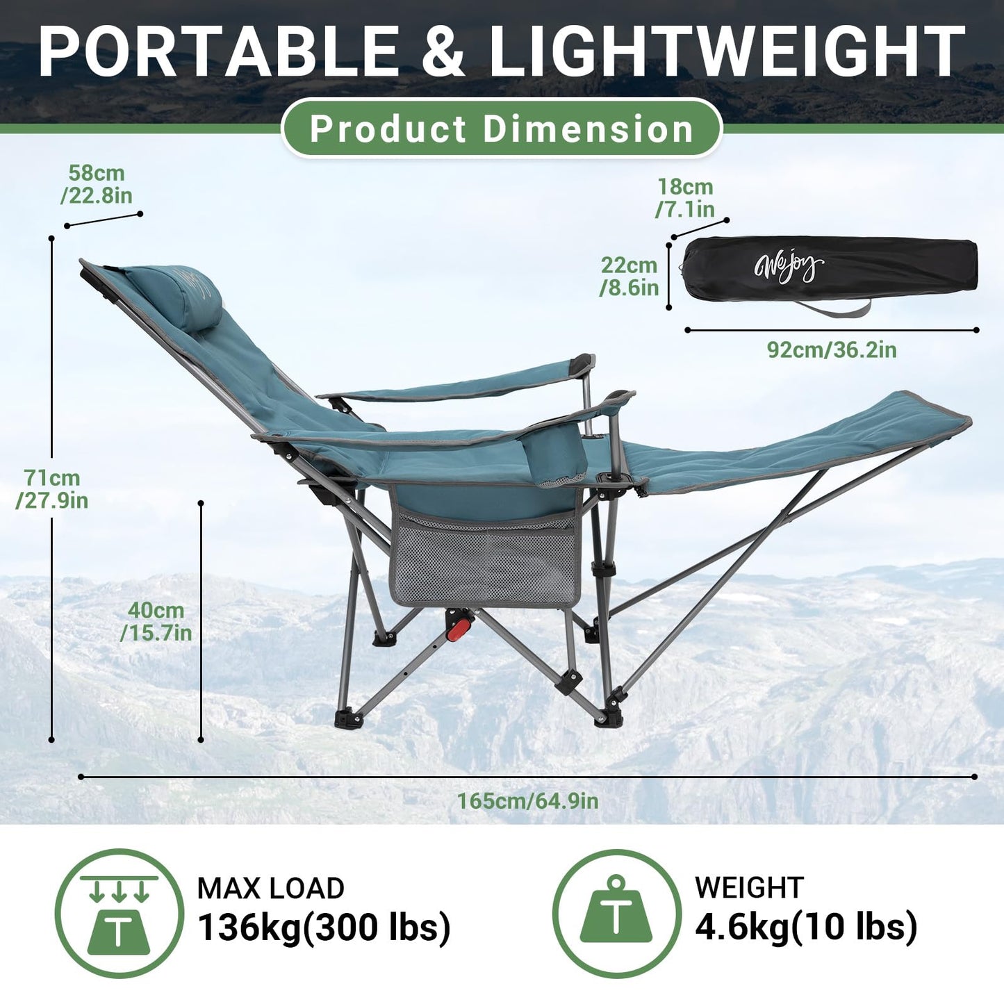 WEJOY Lightweight Foldable Stretch Lounge Chair