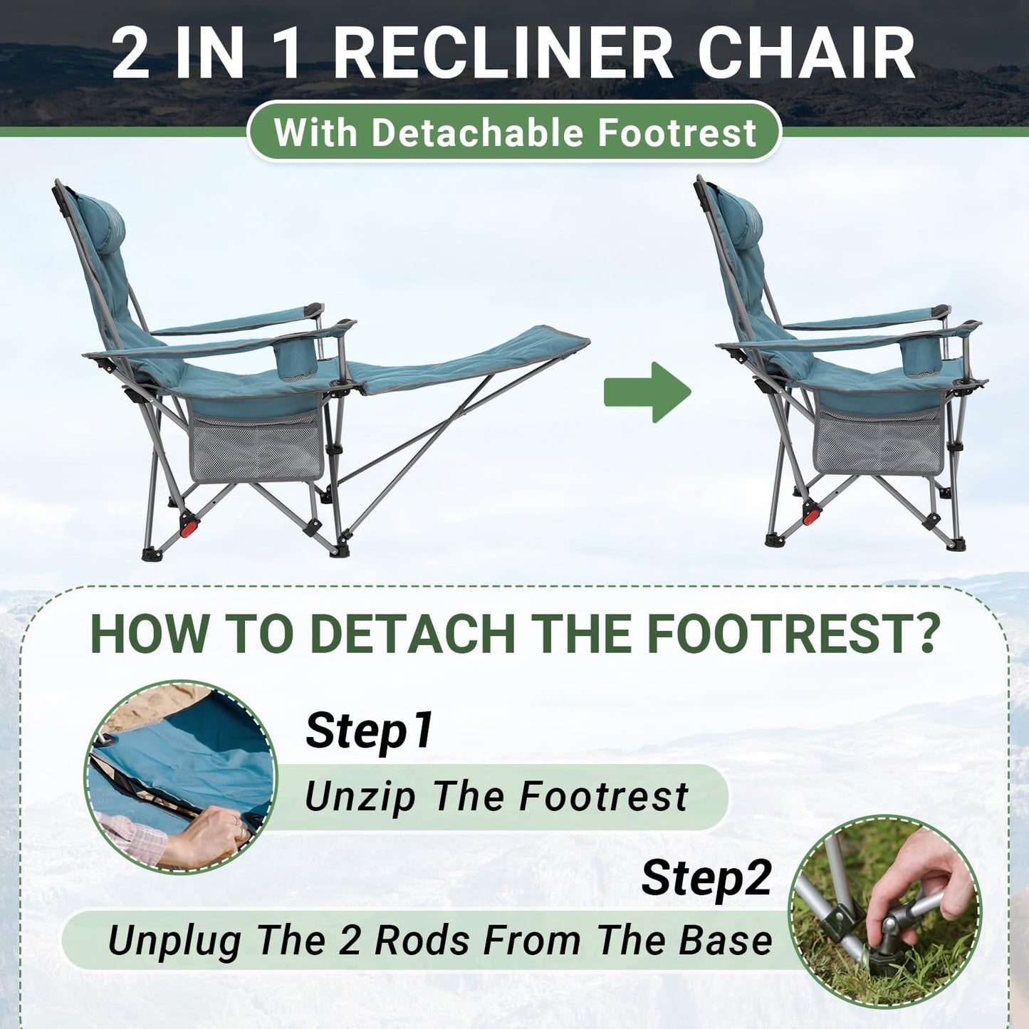 WEJOY Lightweight Foldable Stretch Lounge Chair