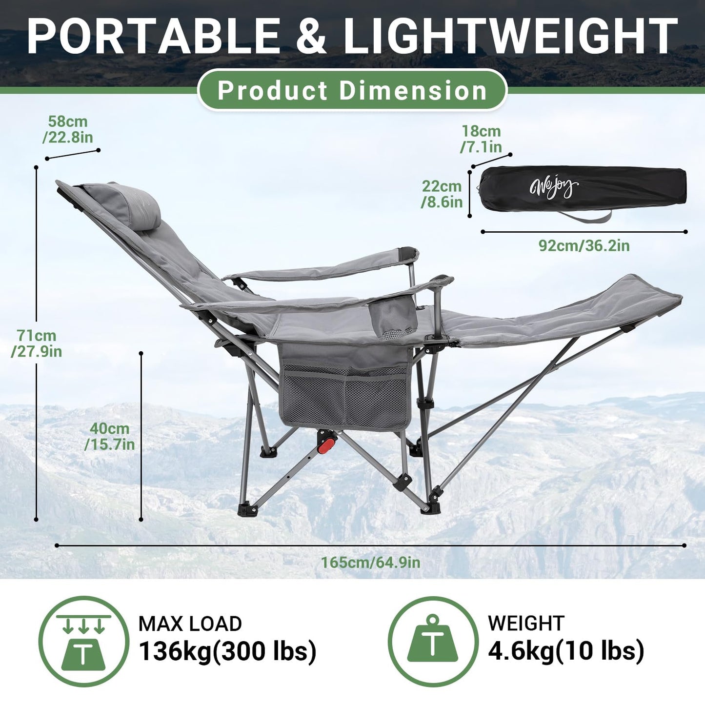 WEJOY Lightweight Foldable Stretch Lounge Chair