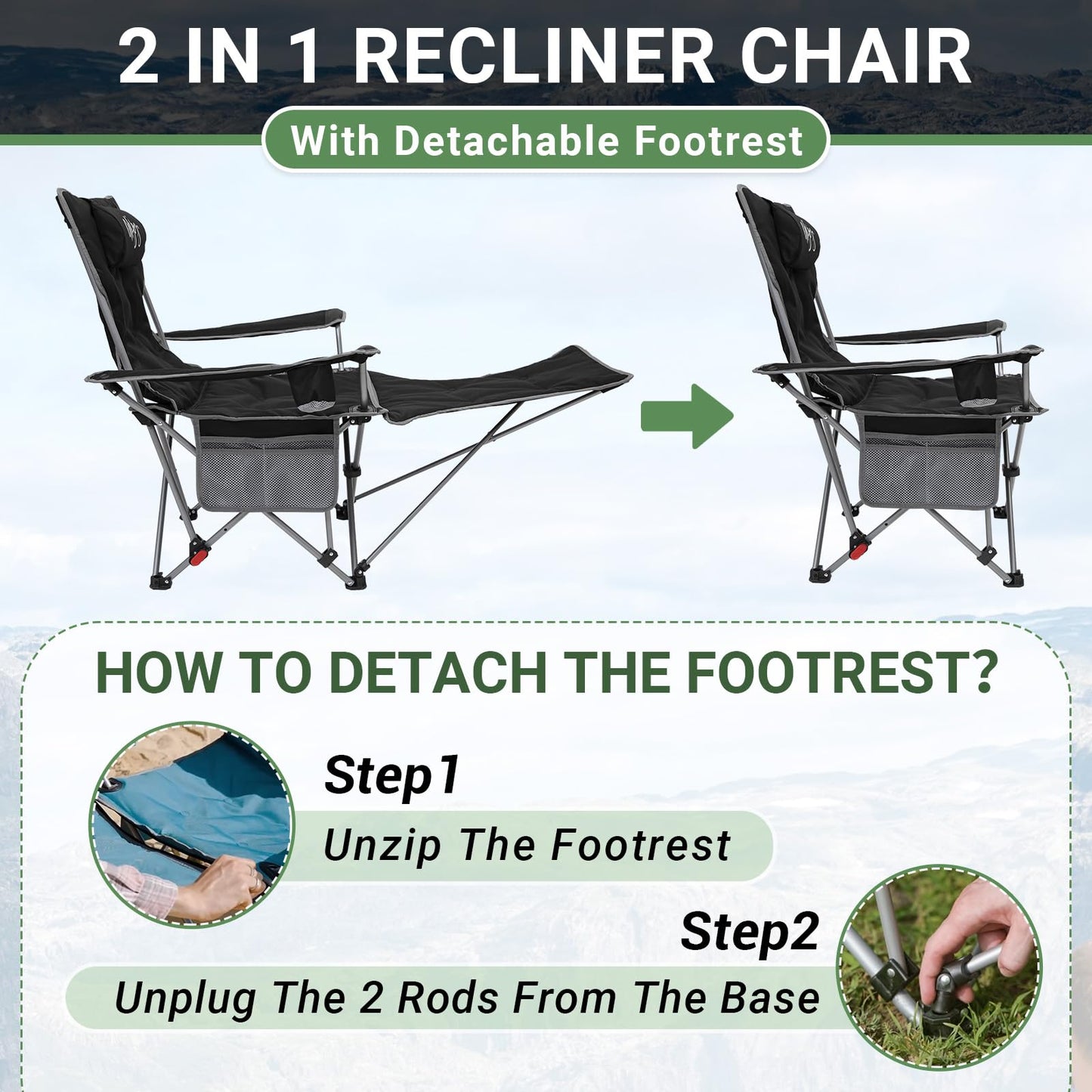 WEJOY Lightweight Foldable Stretch Lounge Chair