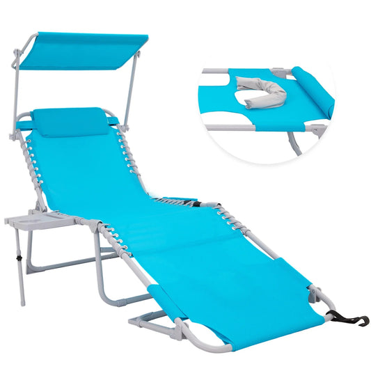 WEJOY Teslin Beach Lounge Chair Plus with Umbrella & Face Hole