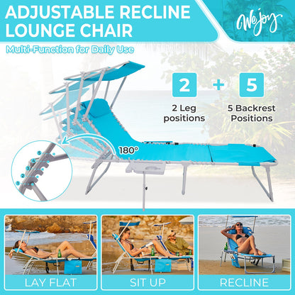 WEJOY Teslin Beach Lounge Chair Plus with Umbrella & Face Hole