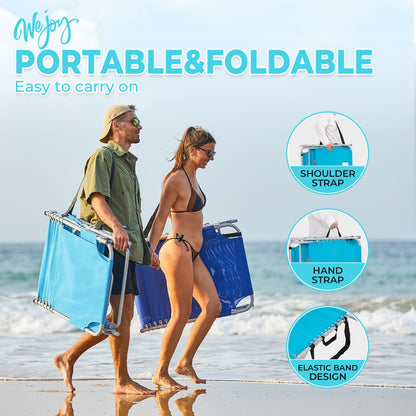 WEJOY Teslin Beach Lounge Chair Plus with Umbrella & Face Hole